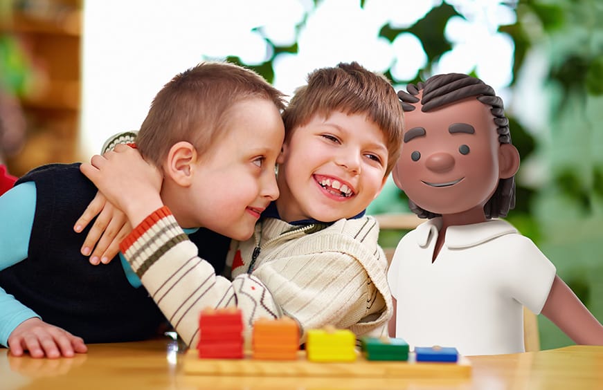 Two children at school