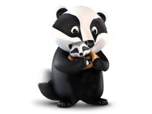 A picture of the BadgerNet badger holding a baby badger.